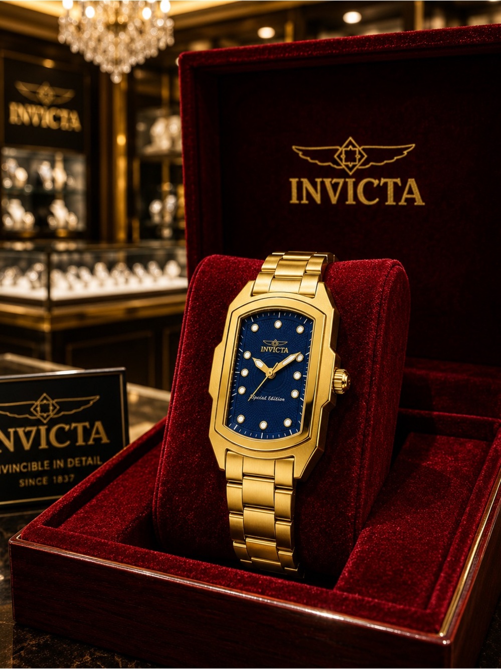 Invicta Women's Lupah Quartz Gold Tone Stainless Steel Blue Dial 30m Watch